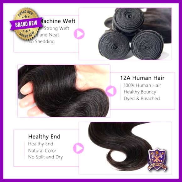 Brazilian Virgin Human Hair Bundles 20 22 24+18 Inch Body Wave with 4x4 Closure main image 4